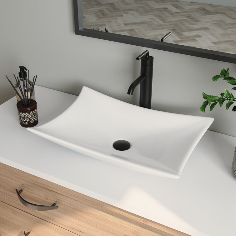 Prism White Ceramic Rectangular Above-Counter Vessel Sink