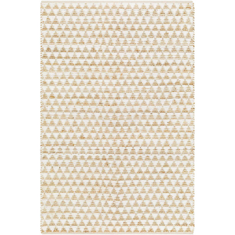 Addy Beige and White Geometric Flat Woven Rug