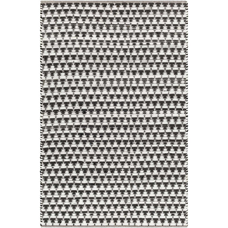 Elisha Black and White Geometric Hand-Woven Runner Rug