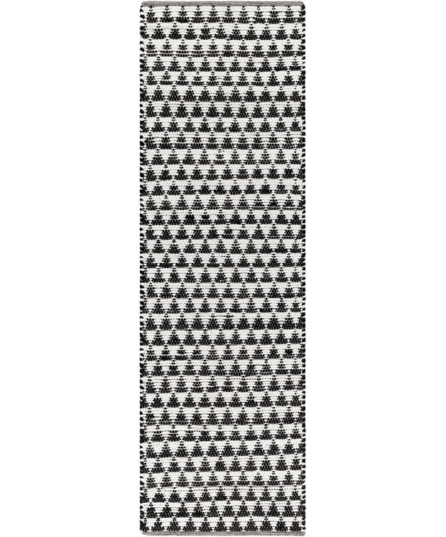 Elisha Black and White Geometric Hand-Woven Runner Rug