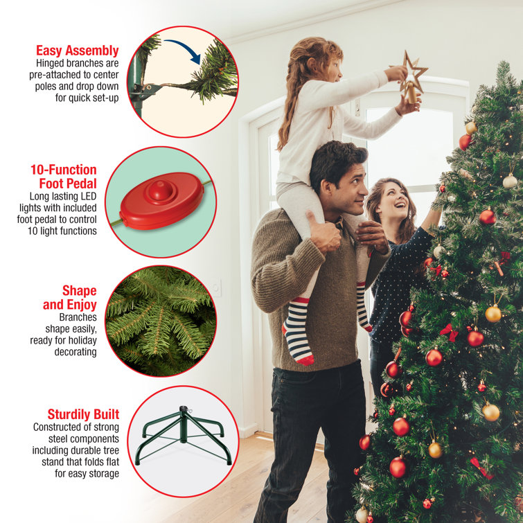 6.5' Green Fir Artificial Christmas Tree with Dual Color LED Lights