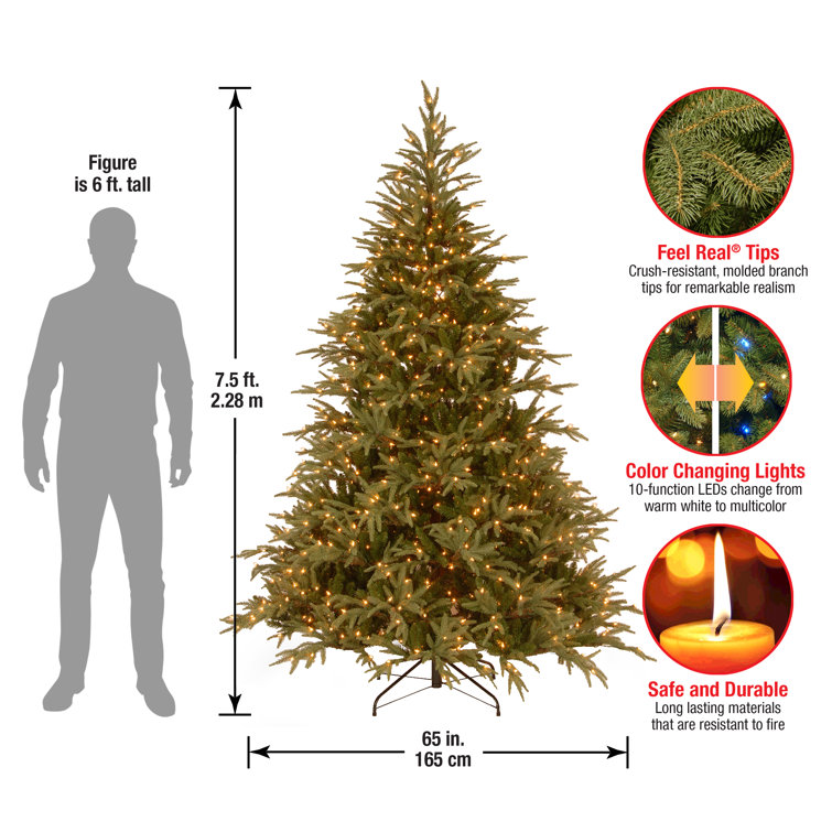 6.5' Green Fir Artificial Christmas Tree with Dual Color LED Lights