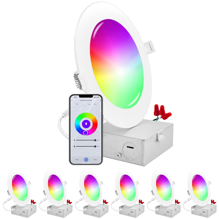 7.16'' White Smart LED Recessed Lighting Kit with WiFi Control