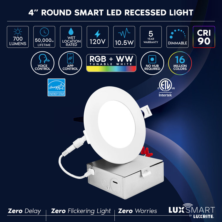 5.05'' White Smart LED Recessed Lighting Kit with WiFi Control