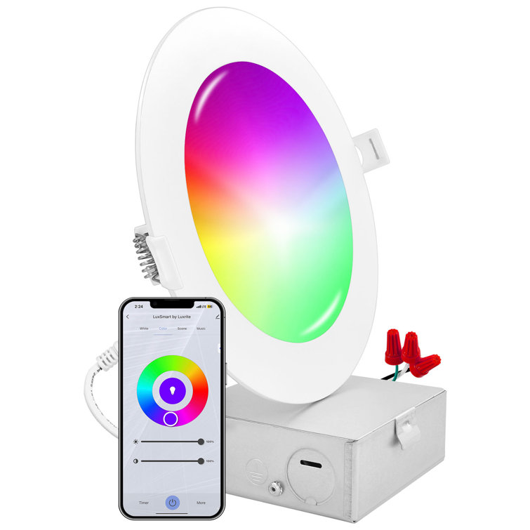 6 Inch White Smart LED Recessed Lighting with RGBW Color Changing