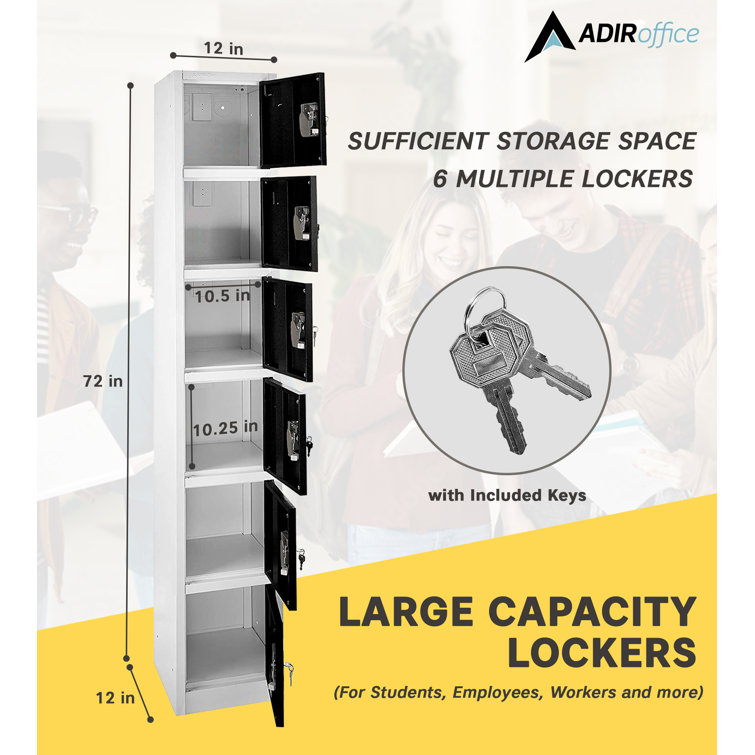 Black and Silver Steel 6-Tier Freestanding Office Locker
