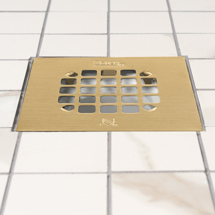 Brushed Gold Square Shower Drain Strainer 4-1/4 Inch