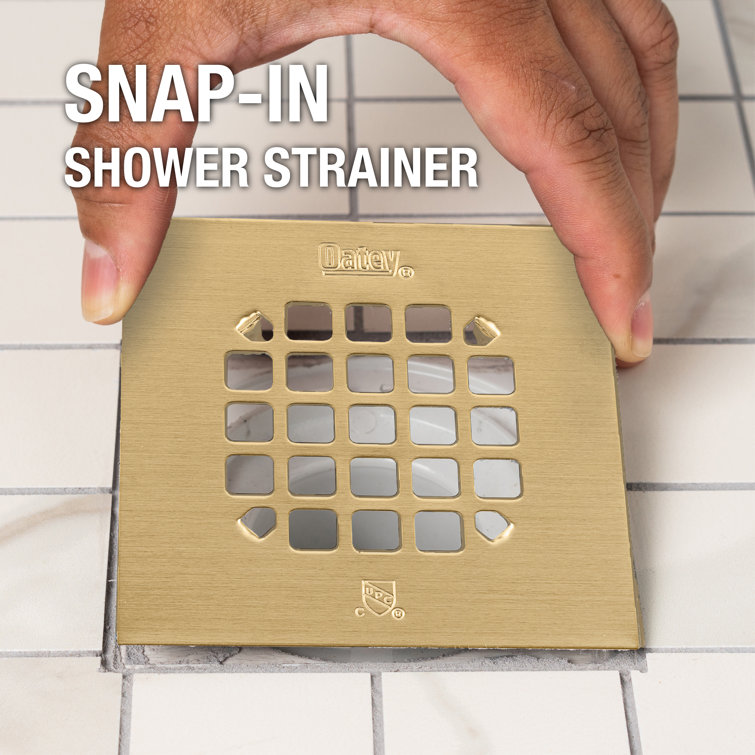 Brushed Gold Square Shower Drain Strainer 4-1/4 Inch