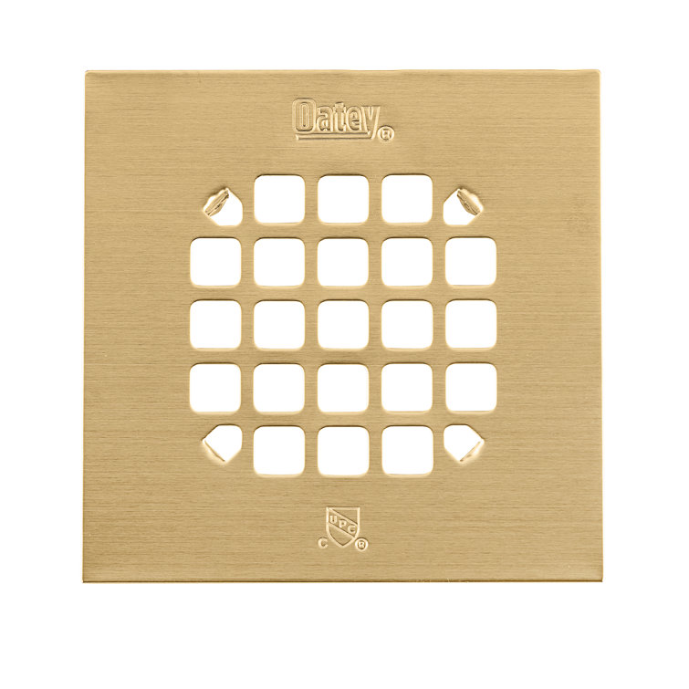 Brushed Gold Square Shower Drain Strainer 4-1/4 Inch