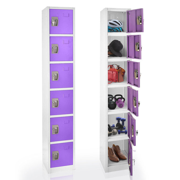 Purple Steel Freestanding Office Locker with Adjustable Shelving