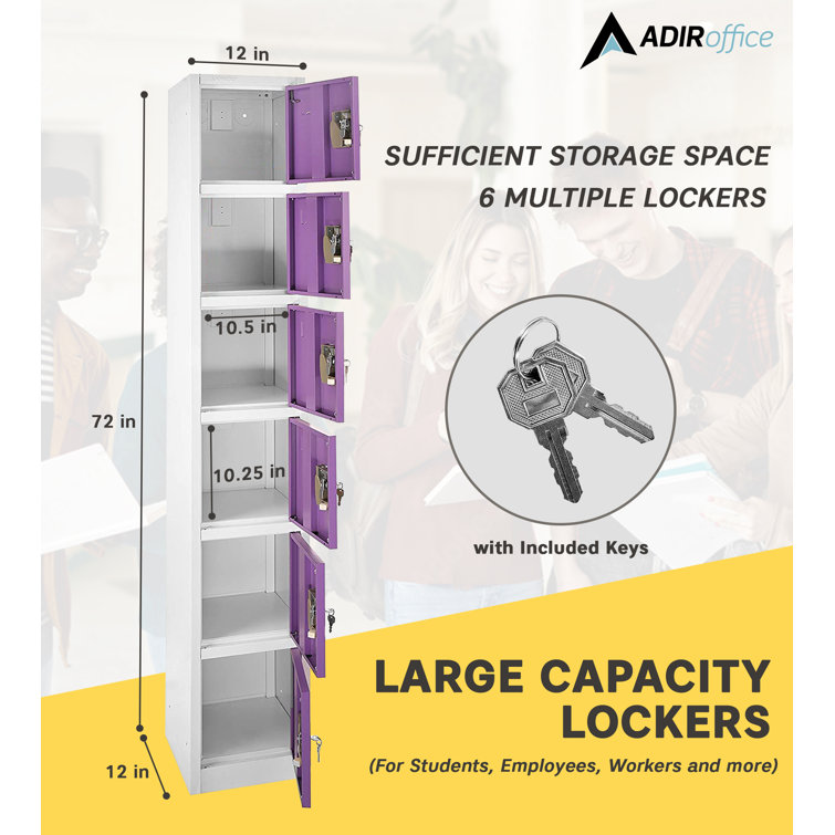 Purple Steel Freestanding Office Locker with Adjustable Shelving