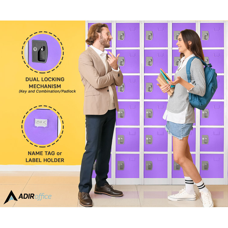 Purple Steel Freestanding Office Locker with Adjustable Shelving