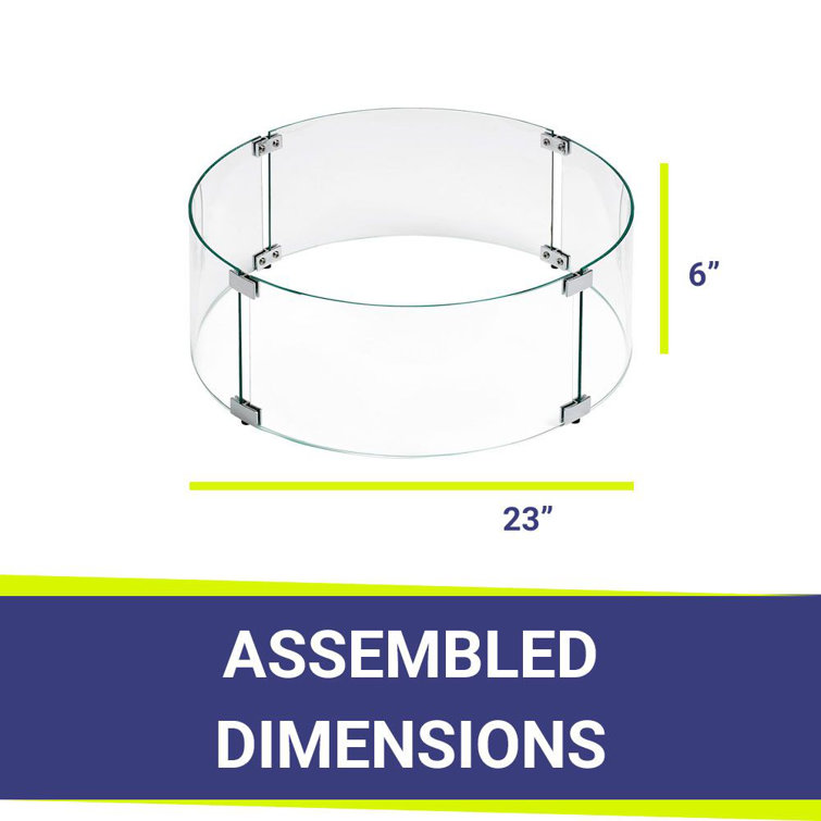 Elegant Round Propane Fire Pit Glass Flame Guard, 23-Inch