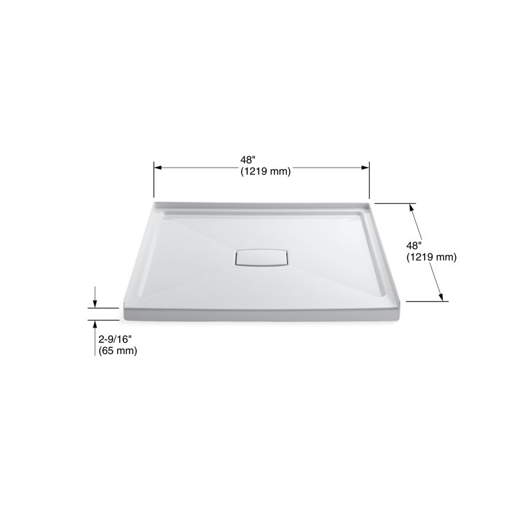 Archer White 48" x 48" Single Threshold Shower Base