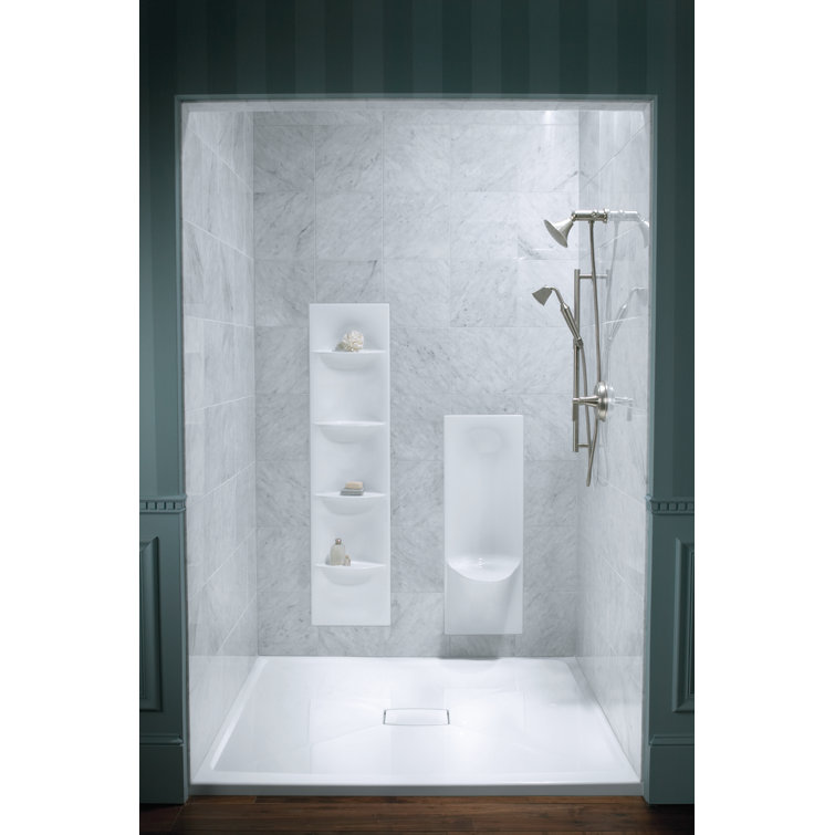 Archer 60" White Acrylic Alcove Shower Base with Center Drain