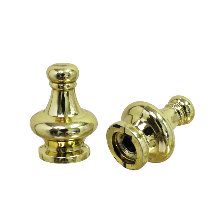 Polished Brass Lamp Finial Knobs, 1 1/4" Tall, 2 Pack