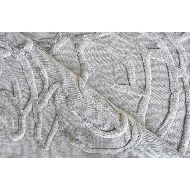 Ivory Flat Woven Wool and Viscose 6' x 9' Handmade Rug