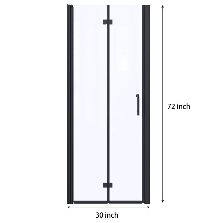 30'' Black Semi-Frameless Bi-Fold Shower Door with Clear Glass