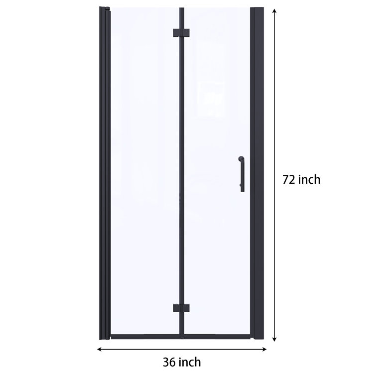Matte Black Frameless Bifold Shower Door with Clear Glass