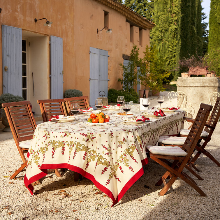 Handcrafted Cotton Red and Green Rectangular Tablecloth
