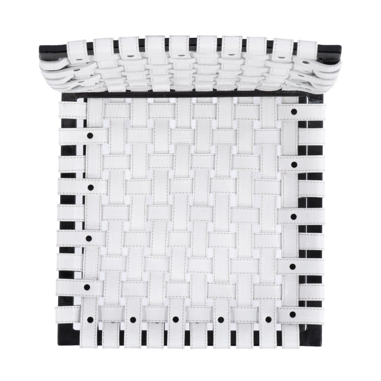 White Woven Leather and Metal Industrial Side Chair