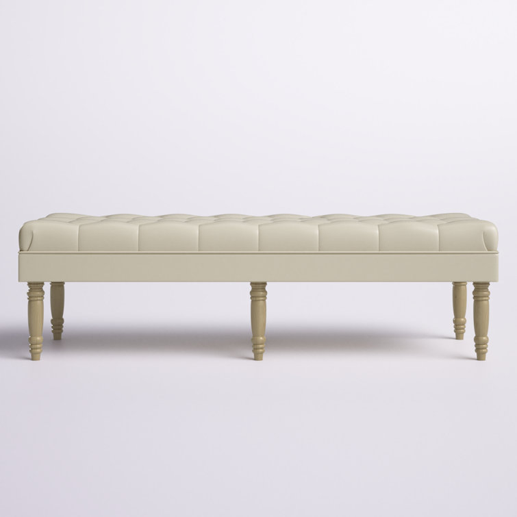 Light Brown Tufted Faux Leather Upholstered Bench