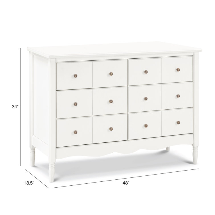 Warm White Double Dresser with Apothecary Style Drawer Fronts