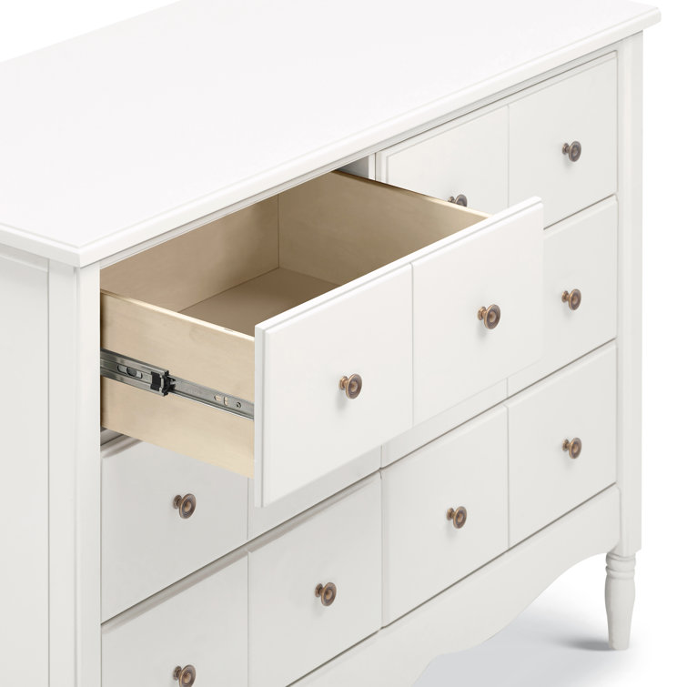Warm White Double Dresser with Apothecary Style Drawer Fronts