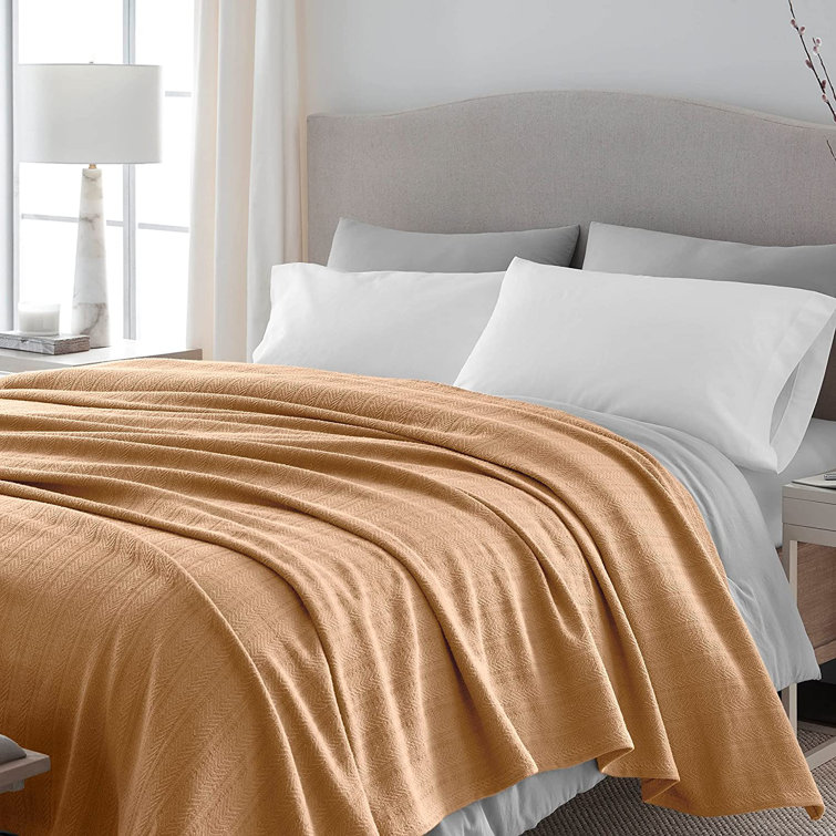 Full Tan Cotton Fleece Machine Washable Blanket