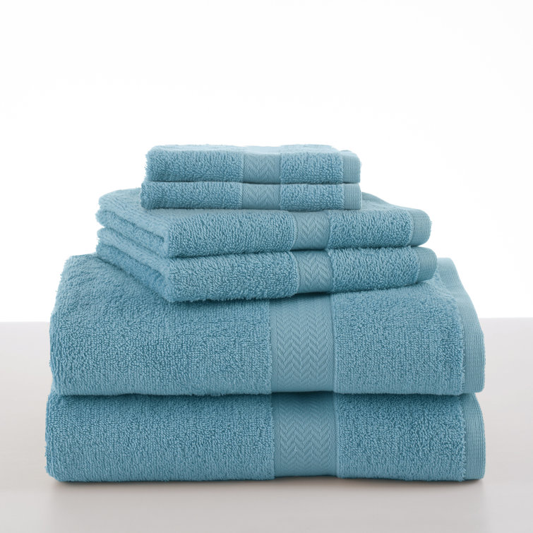 Island Blue Cotton 6-Piece Hand and Bath Towel Set