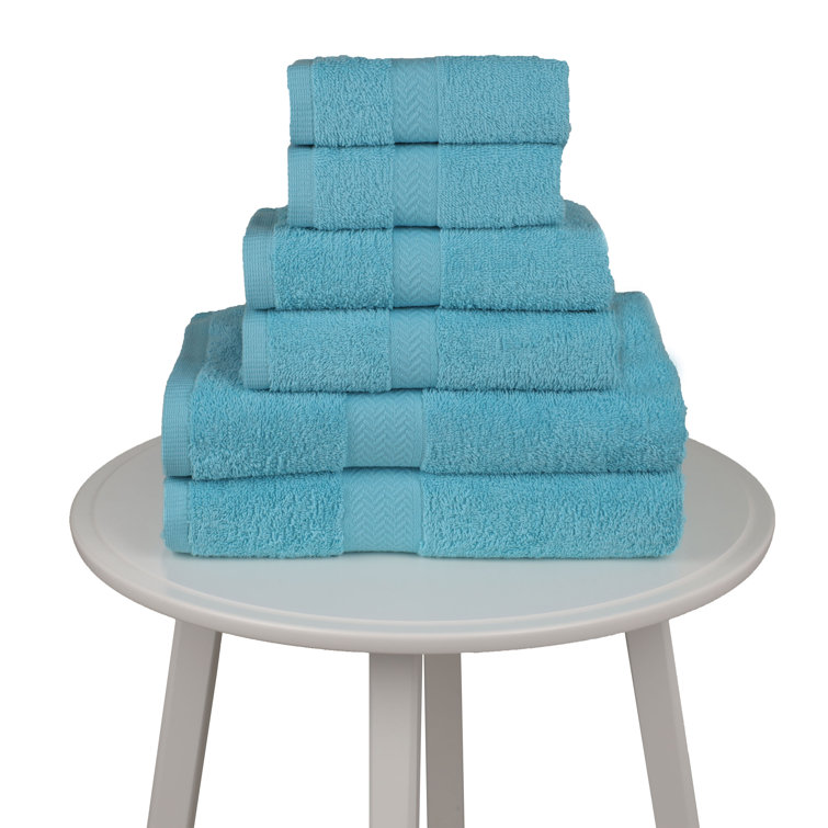 Island Blue Cotton 6-Piece Hand and Bath Towel Set
