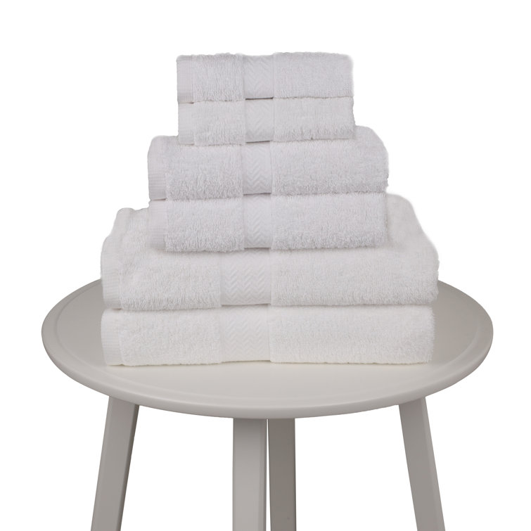 Oversized White Cotton Hand Towel Set of Six