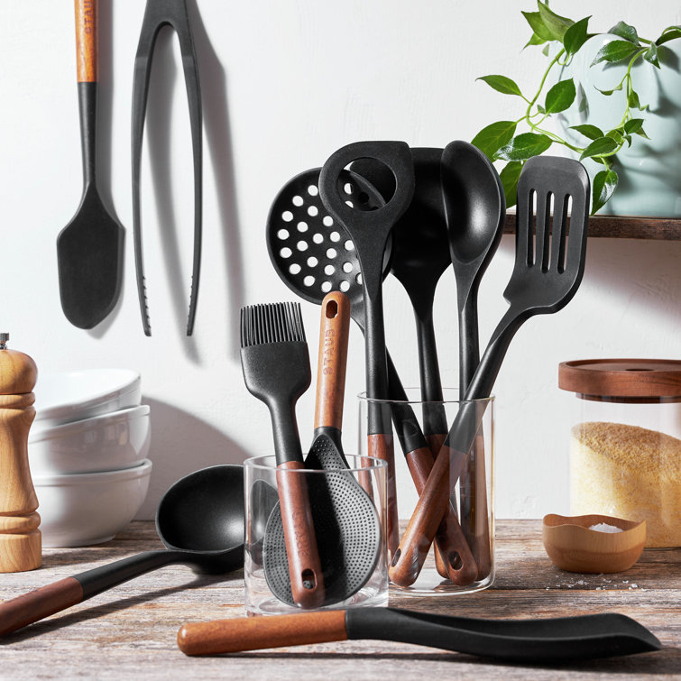 Staub Matte Black Silicone and Wood 11-Piece Cooking Utensil Set
