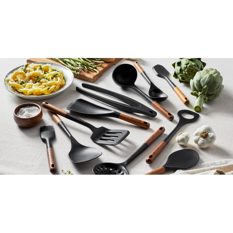 Staub 5-Piece Black Silicone and Wood Cooking Utensil Set