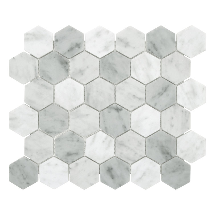 White Carrara Hexagon Matte Recycled Glass Mosaic Tile