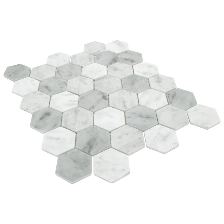 White Carrara Hexagon Matte Recycled Glass Mosaic Tile