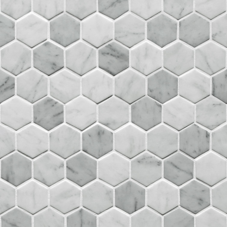 White Carrara Hexagon Matte Recycled Glass Mosaic Tile
