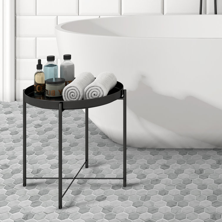 White Carrara Hexagon Matte Recycled Glass Mosaic Tile