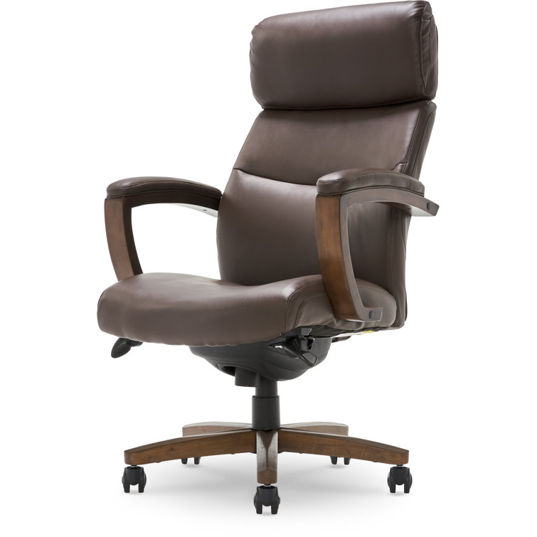 Modern Executive High-Back Brown Leather Swivel Chair with Lumbar Support