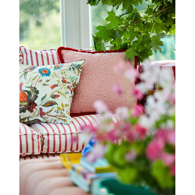 Spinel Pink and White Cotton Ribbon Stripe Fabric