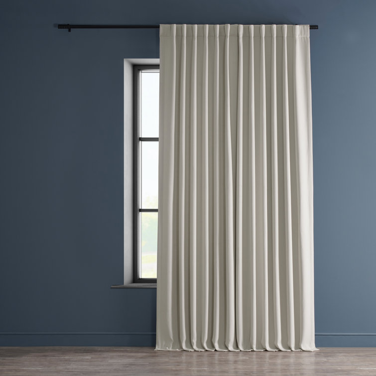 Denim Blue Faux Linen Blackout Curtains, 100" x 84"