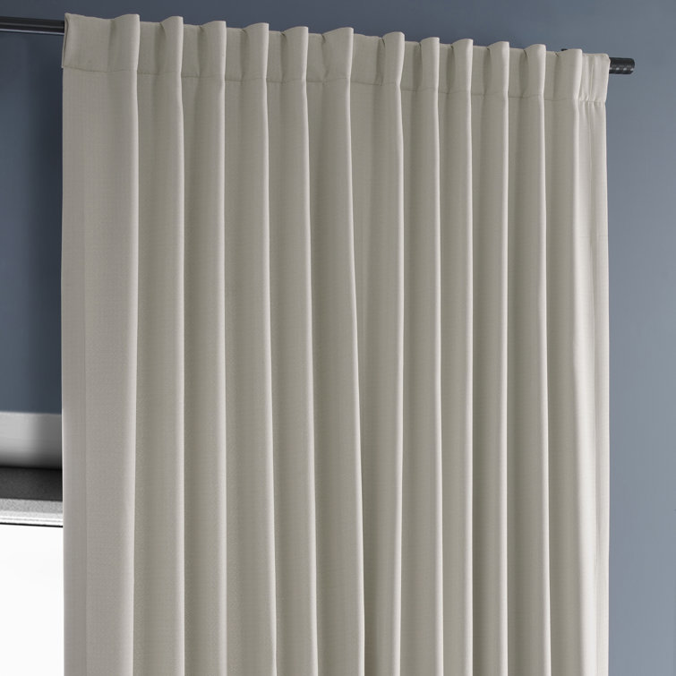 Denim Blue Faux Linen Blackout Curtains, 100" x 84"