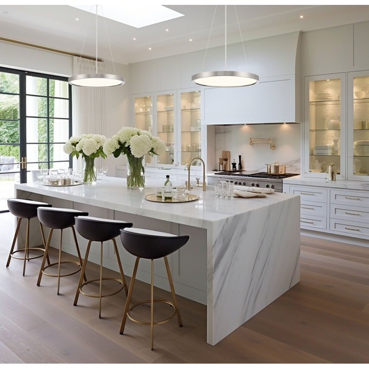 Brushed Nickel 30W LED Pendant Light with Acrylic Shade