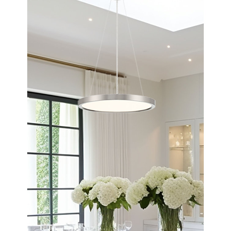 Brushed Nickel 30W LED Pendant Light with Acrylic Shade
