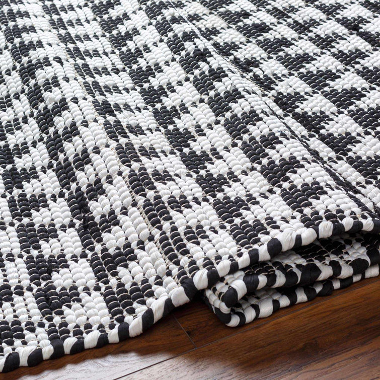 Elisha Black and White Geometric Hand-Woven Runner Rug