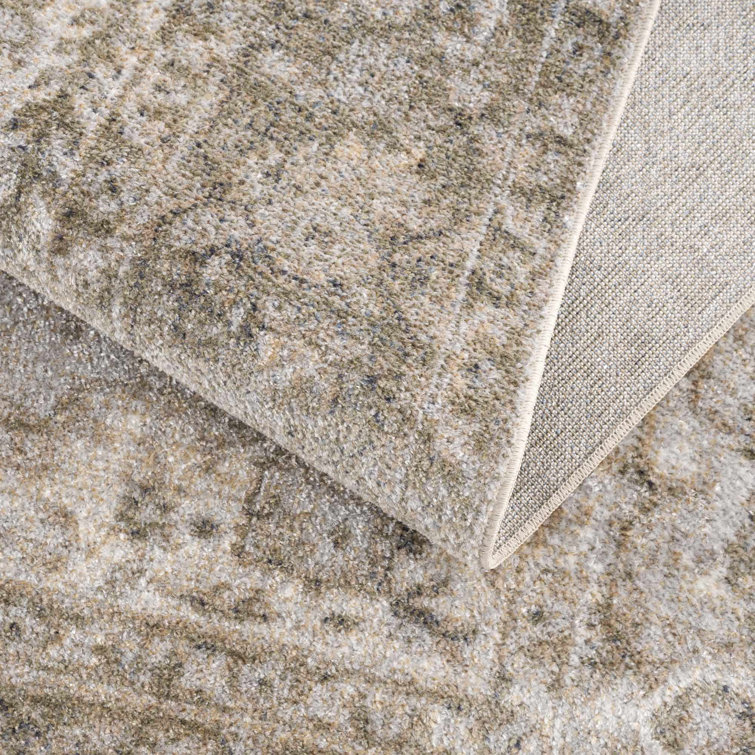 Gael Light Blue and Tan Washable Polyester Area Rug 2' x 3'