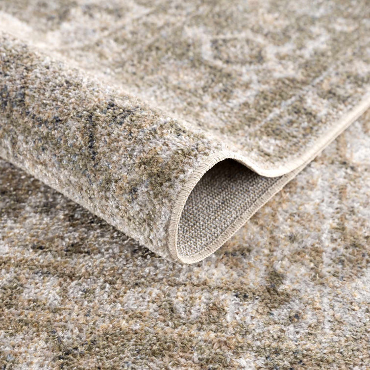 Gael Light Blue and Tan Washable Polyester Area Rug 2' x 3'