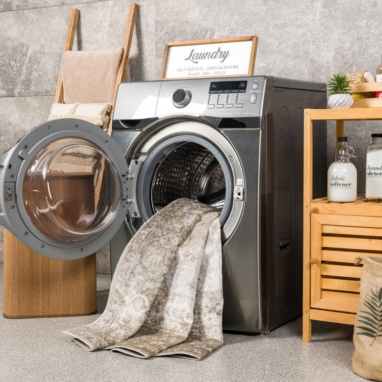 Gaeli Machine Washable Medallion Brown Area Rug
