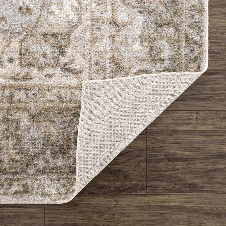 Gael Light Blue and Tan Washable Polyester Area Rug 2' x 3'