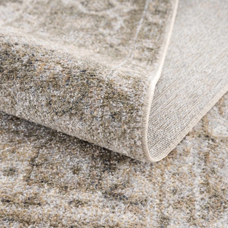 Gael Light Blue and Tan Washable Polyester Area Rug 2' x 3'